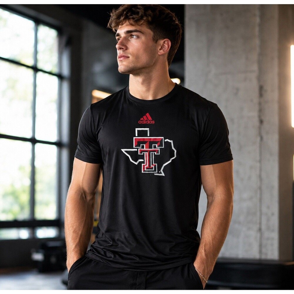 NWT Adidas Texas Tech Red Raiders T Shirt Black Size XS Aeroready